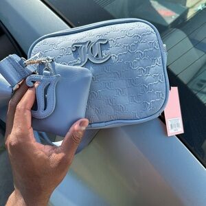 Juicy Couture Blue Crossbody Bag with Silver Hardware